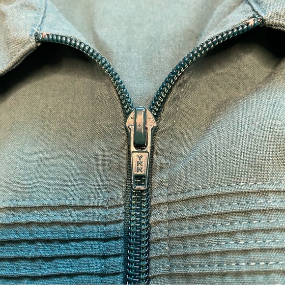 VINTAGE 80S JOHN BLAIR SHIRT JACKET ZIPUP ROCKABILLY Large Tall Green Waist Band - Picture 7 of 8